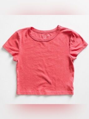 American Eagle Coral Orange Baby Tee Small Cropped Y2K Dopamine